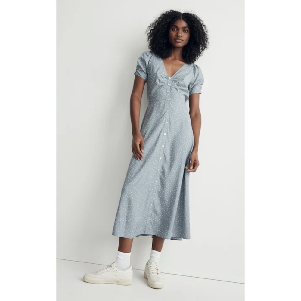 Madewell Leedra Button-Front Midi Dress in Dot - Size 6